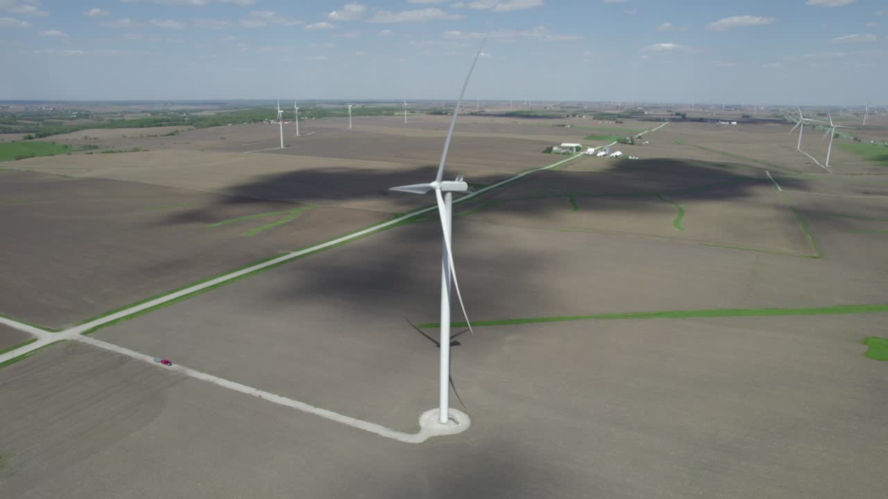 아이오와 필드에서 풍력 터빈