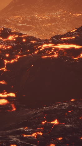 un flujo de lava en un paisaje volcánico