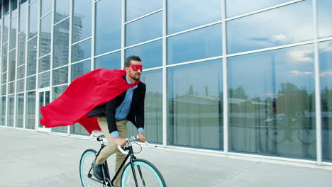 superhero businessman on a bike