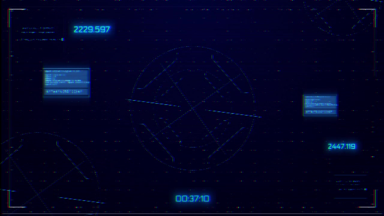 Digital error glitch panel visual with blue pixel blocks dark scan distortion and floating interface