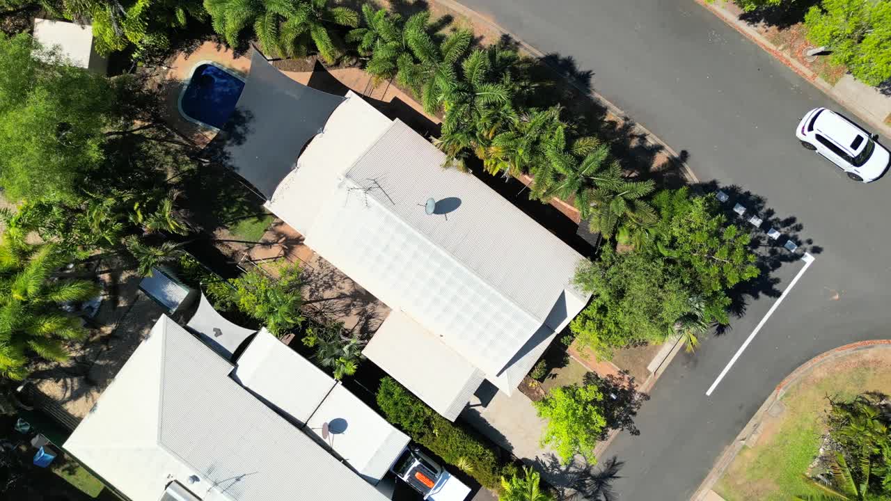 Drone aerial flying over residential neighbourhood