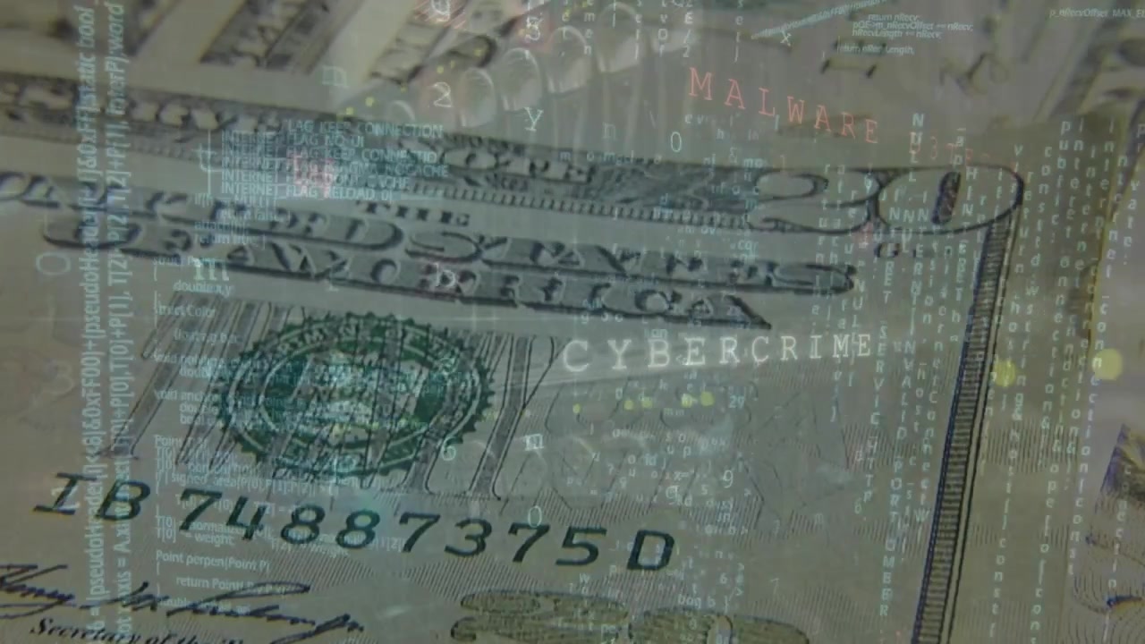 Animation of data processing over banknotes