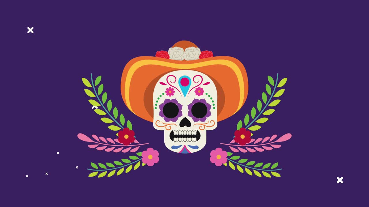 Oslava Dia de los Muertos s lebkou v klobouku