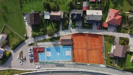 aerial view of people playing tennis