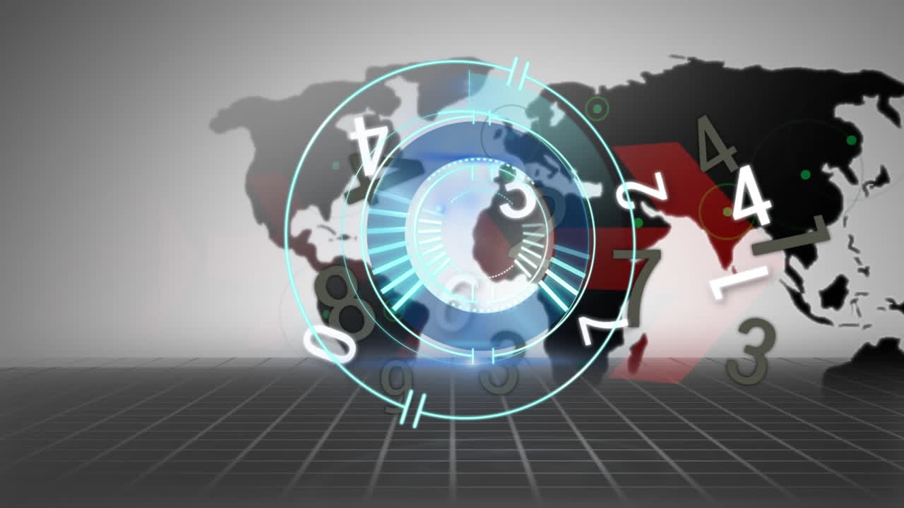 백색 배경에 스 ⁇  스캐닝과 세계 지도의 애니메이션