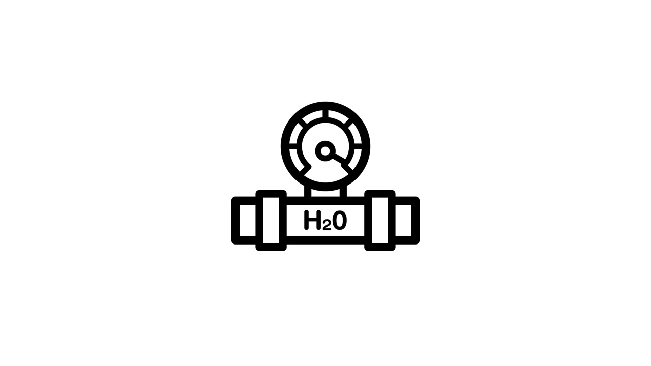 Animación de icono de contador de agua con nivel subiendo y bajando, aislado sobre fondo blanco