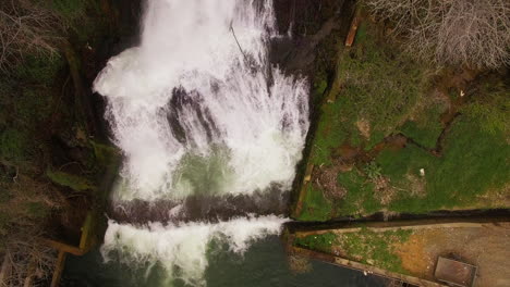 drone shot of edessa waterfall in greece