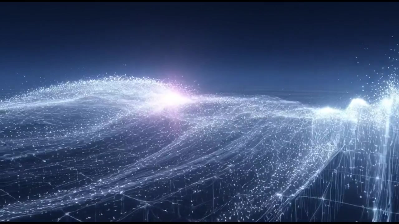 Abstract Digital Data Wave Flowing Over a Grid