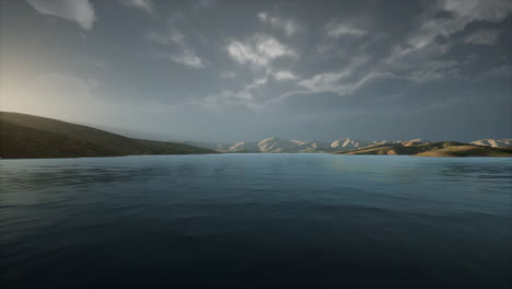 beautiful calm lake with sunset