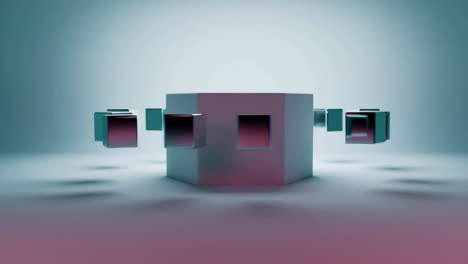 abstract geometric cubes and central polygon arrangement