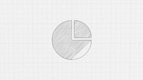 icono de diagrama de círculo con efecto de dibujo de color. animación de dibujos dibujados. 4k