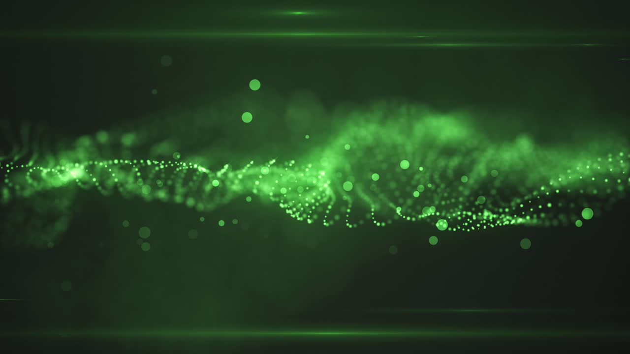 Abstract Green Particle Wave Background