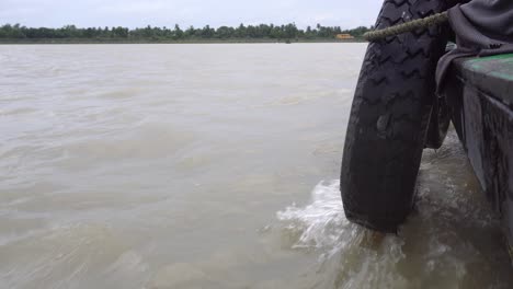 the water is blowing over the river