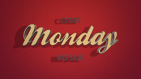 retro cyber monday and big sale text in 80s style on a red grunge texture