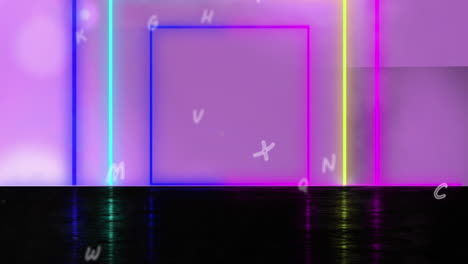 animation von buchstaben und formen auf weißem hintergrund
