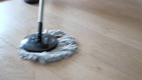 mopping a wooden floor