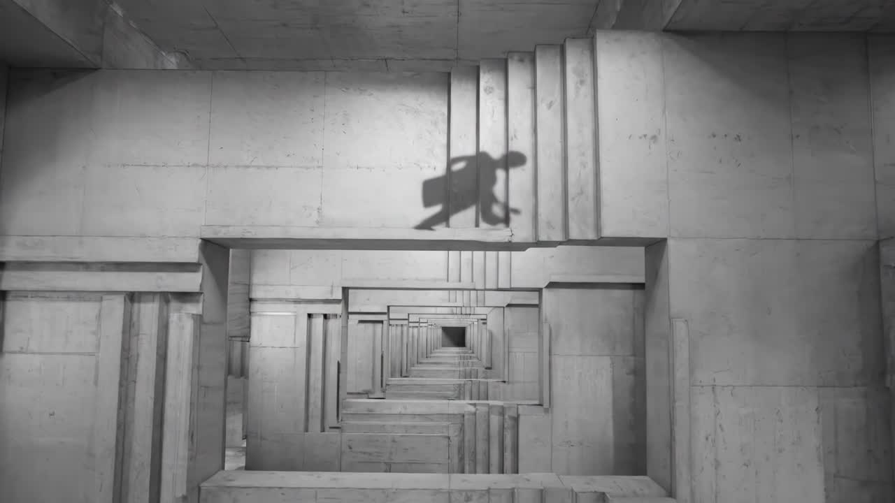 Abstract Tunnel with Shadow Figure