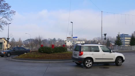 switzerland day time adliswil city traffic circle street panorama 4k