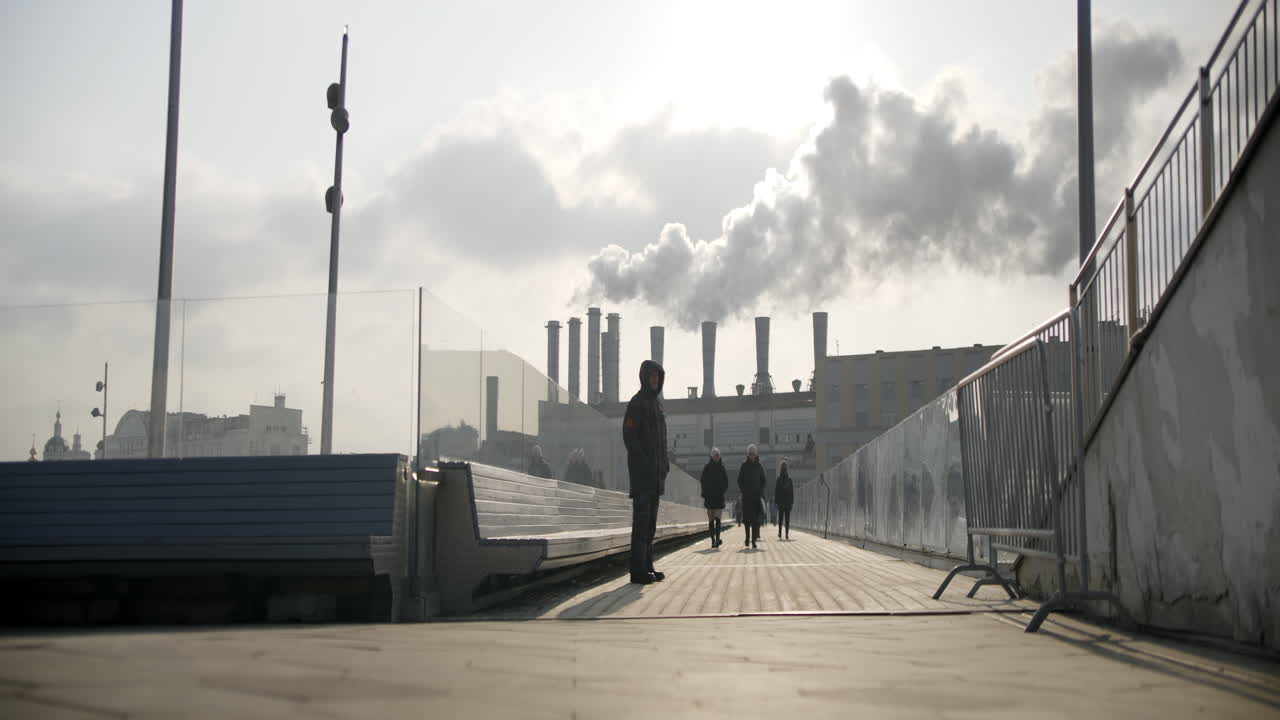 Industrial City Bridge on a Cloudy Day