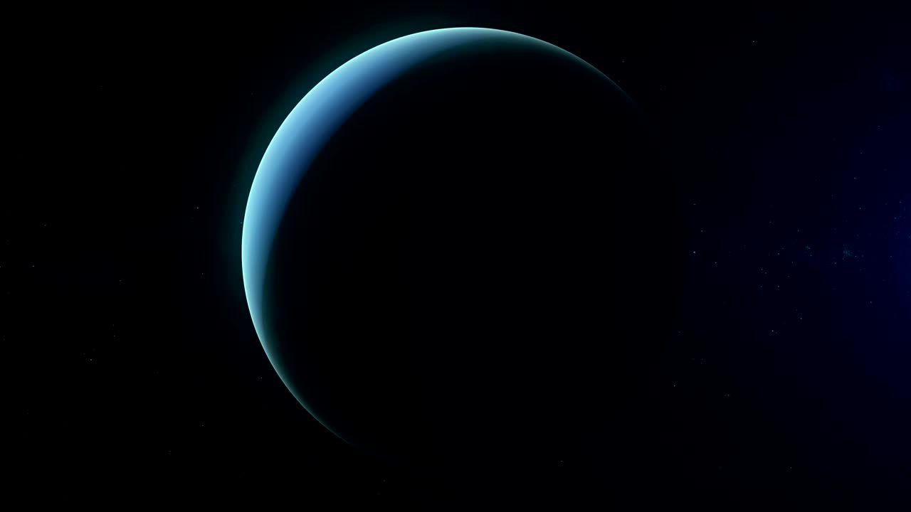 Realistic planet Neptune rotating in deep space. Seamless loop digital background.
