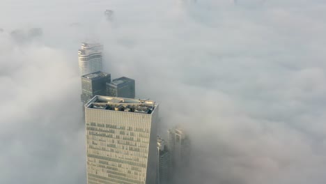 dubai city skyline in morning fog