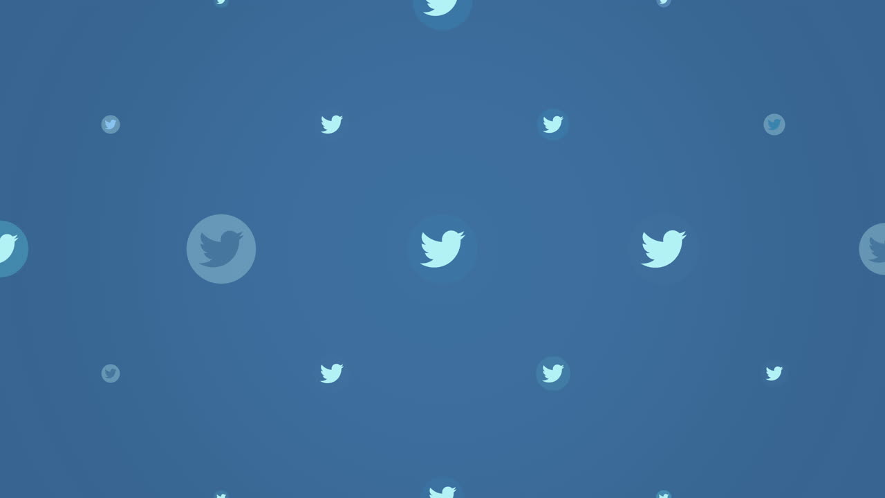 간단한 배경에 트위터 소셜 네트워크의 모션 아이콘