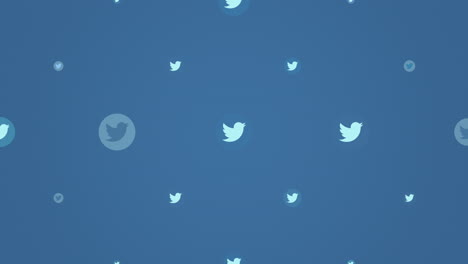 motion icons of twitter social network on simple background