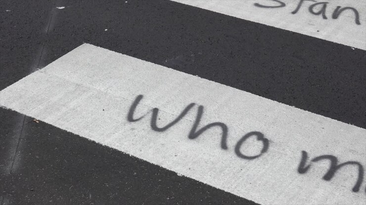Street graffiti at homeless rights protest