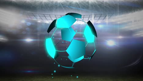 Animation-Eines-Neon-Fußballs-über-Dem-Sportstadion