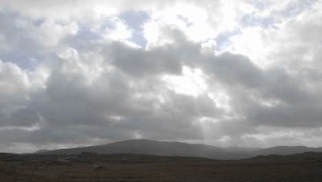 time lapse of clouds and sun flares over peat bogs at croagleheen ireland