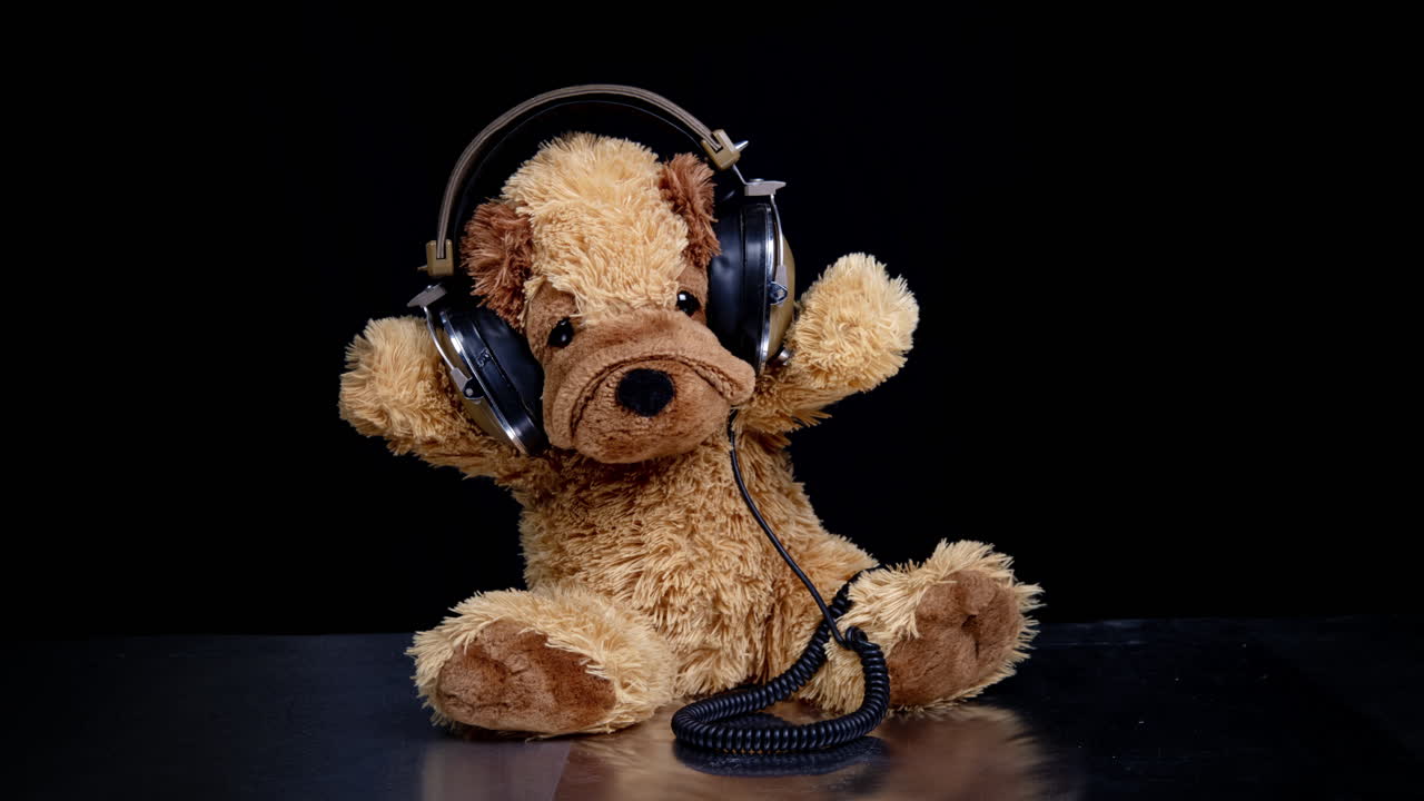 perro de peluche con auriculares