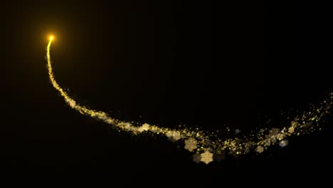copos de nieve dorados y estrellas en fondo negro