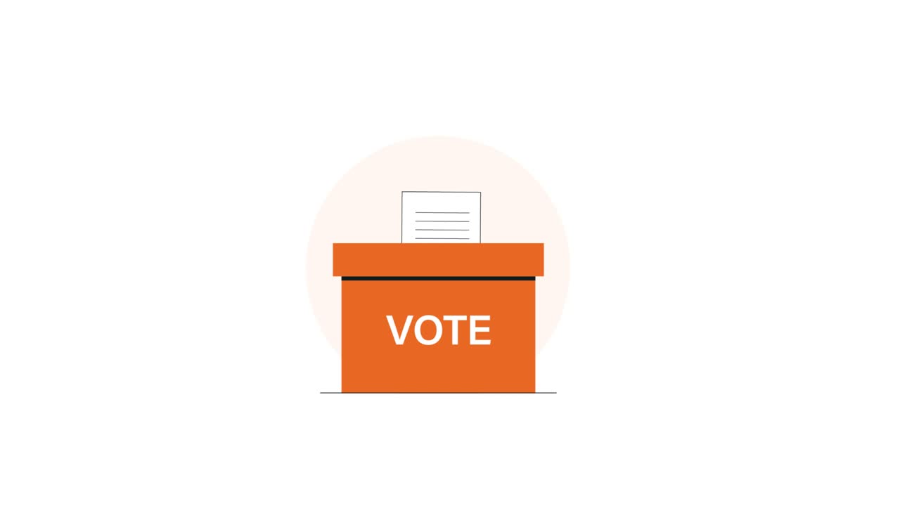 Animated Ballot Paper Dropping into a Vote Box