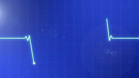 animated heartbeat line fluctuating on a blue background.