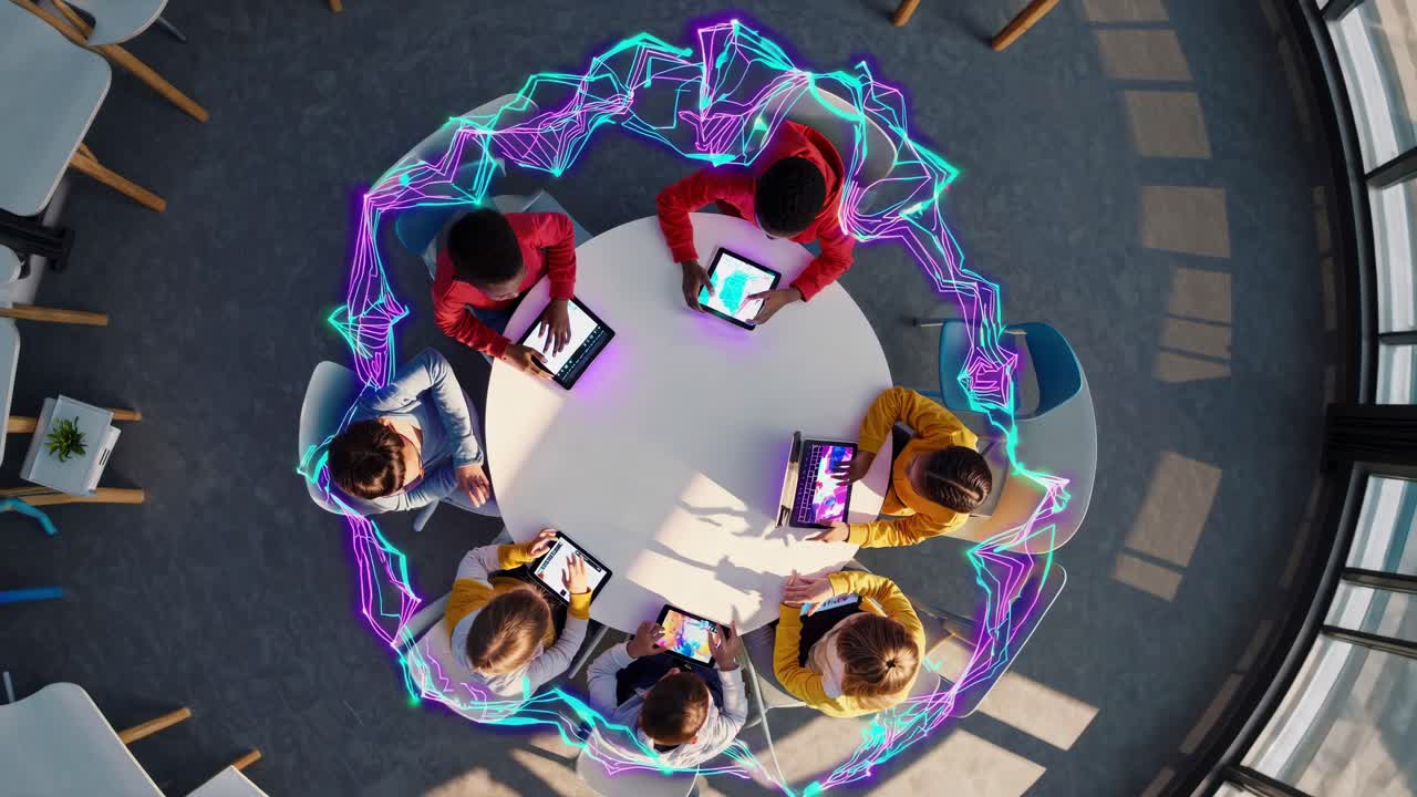 Students Collaborating on Tablets in a Classroom