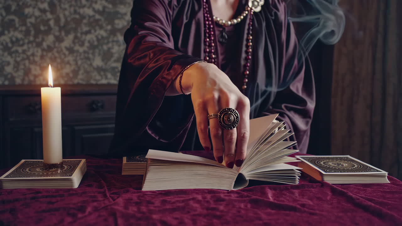 Woman Reading Tarot Cards at a Table