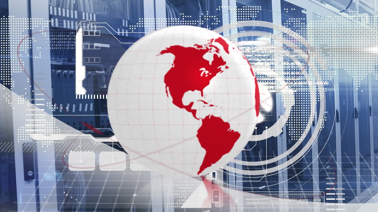 컴퓨터 서버를 통해 스 ⁇  스캔, 글로브 및 데이터 처리의 애니메이션