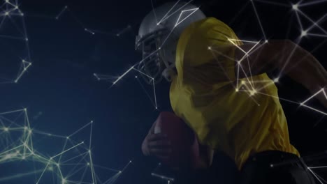 animación de la red de conexiones con un jugador de fútbol atrapando una pelota
