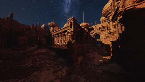 ancient ruins under a starry sky