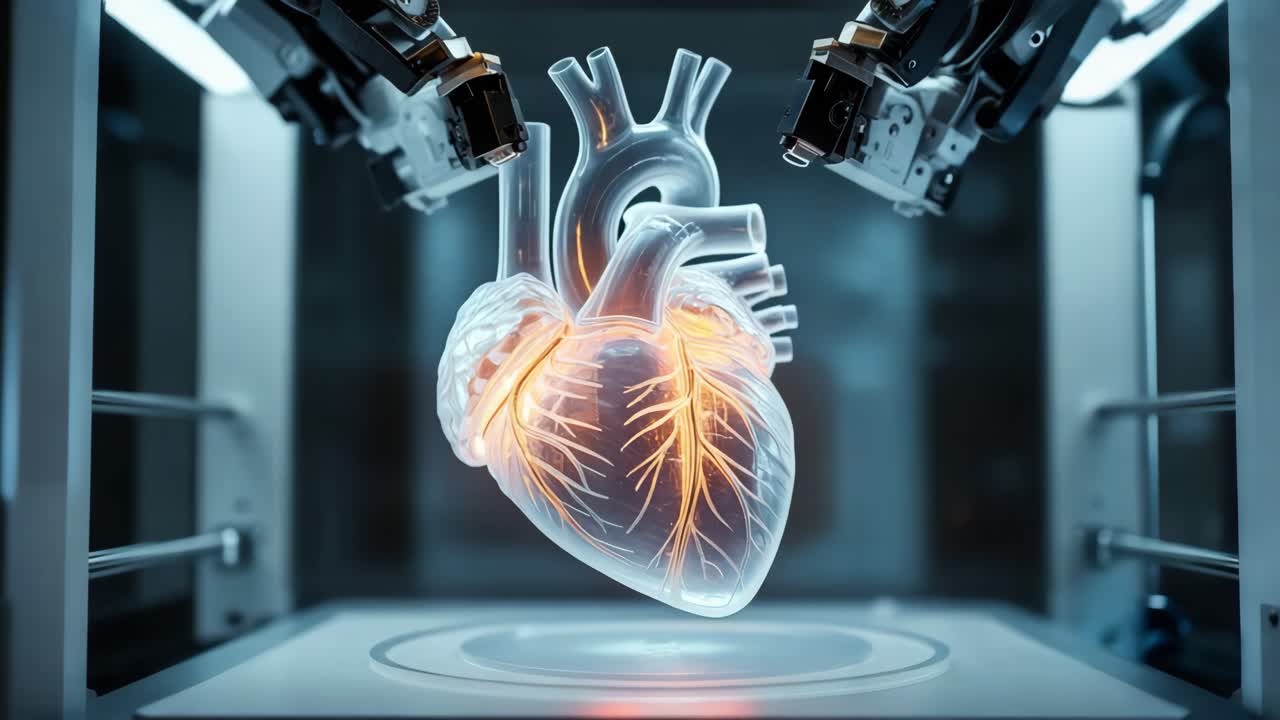 modelo 3d de un corazón en una simulación de cirugía robótica