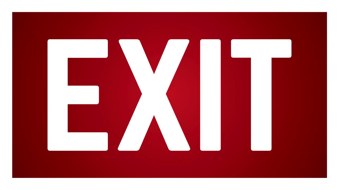 Red Exit icon sign flashing animation loop