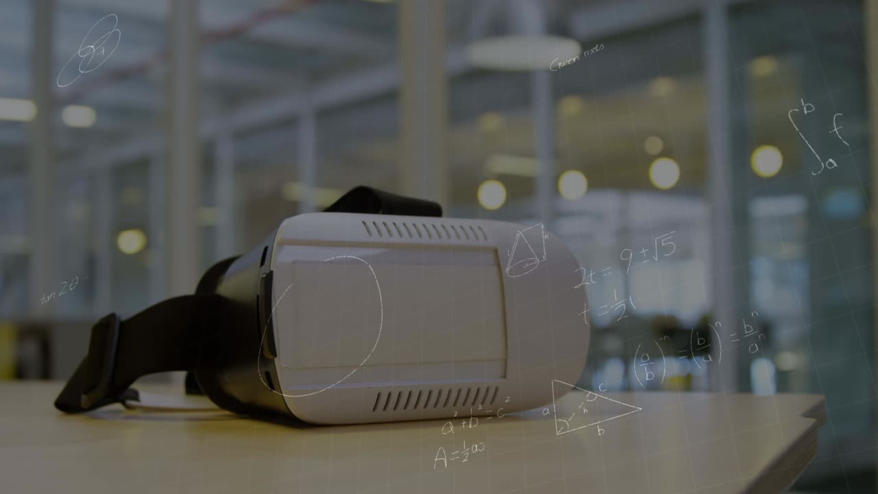 animación de ecuaciones matemáticas sobre auriculares vr
