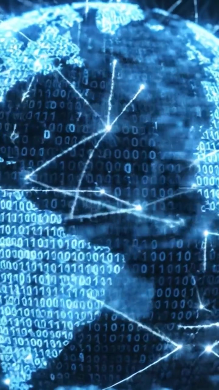 A Digital Representation of Earth Surrounded by Binary Code and Data Connections, Highlighting the Interconnectedness of Global Networks and Technology