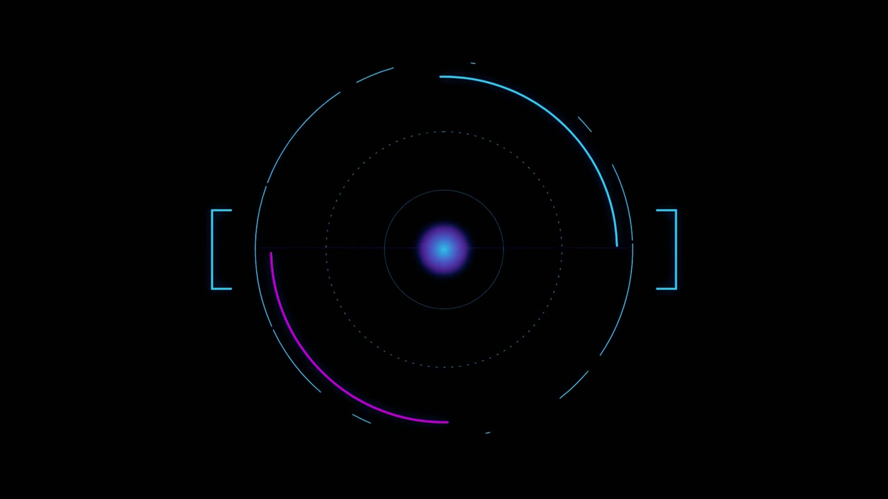 Futuristic Digital HUD Interface with Rotating Circular Elements