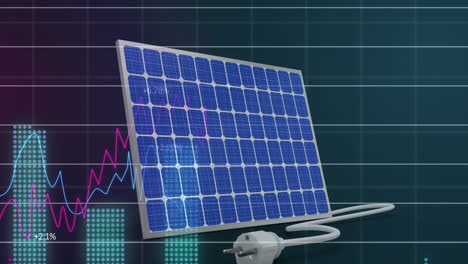 animación de estadísticas y procesamiento de datos financieros con paneles solares