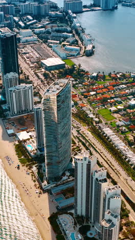 fantastic view of sunny miami beach, florida, usa. magnificent architecture and amazing nature from top view. vertical video