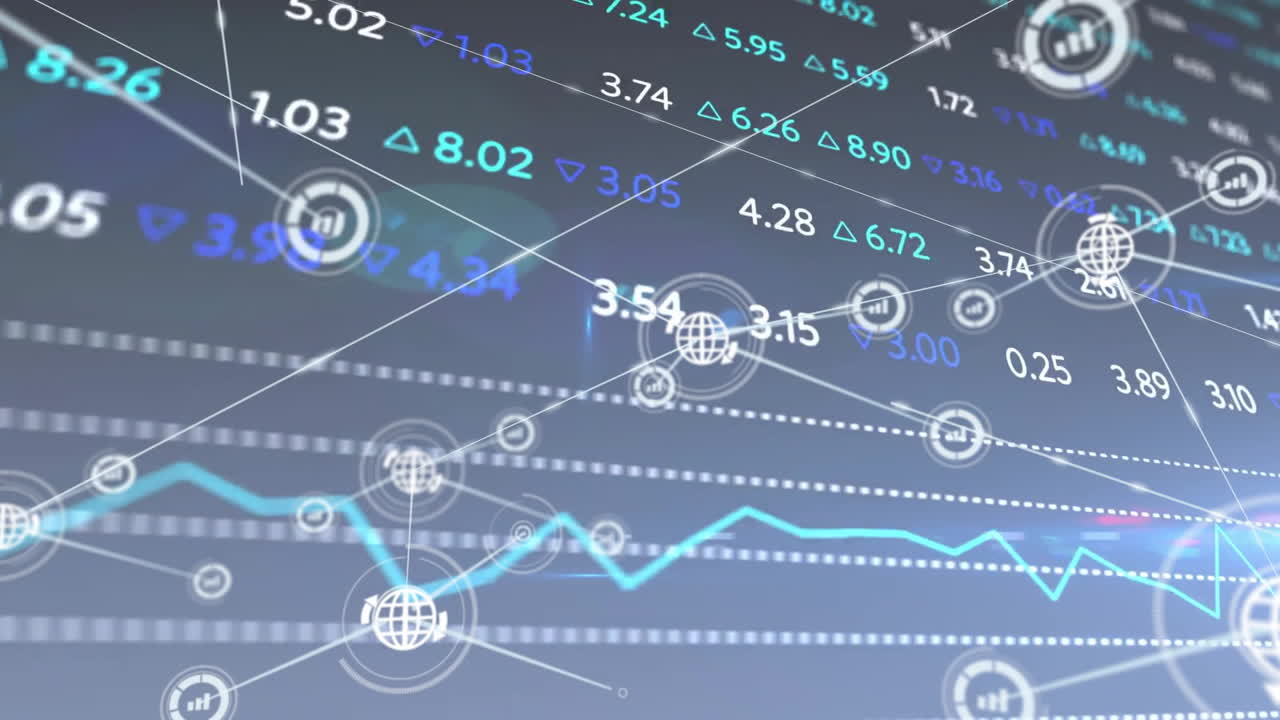 Animation of financial data processing over network of connections