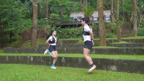couple running workout in nature