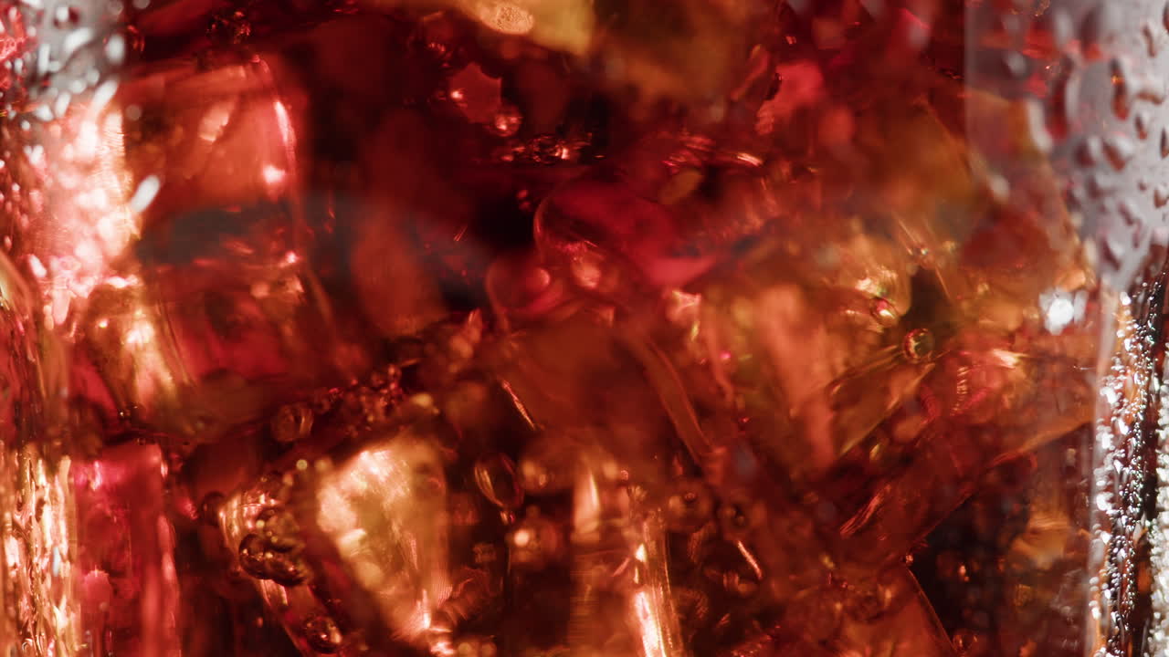 Close-up of a glass of soda with ice