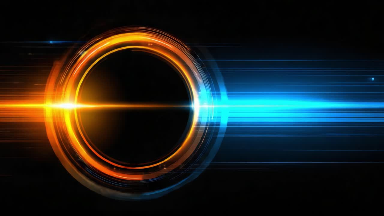 A Captivating Fusion of Light and Motion: A Vibrant Circular Element Surrounded by Dynamic Speed Lines in a Dark Background